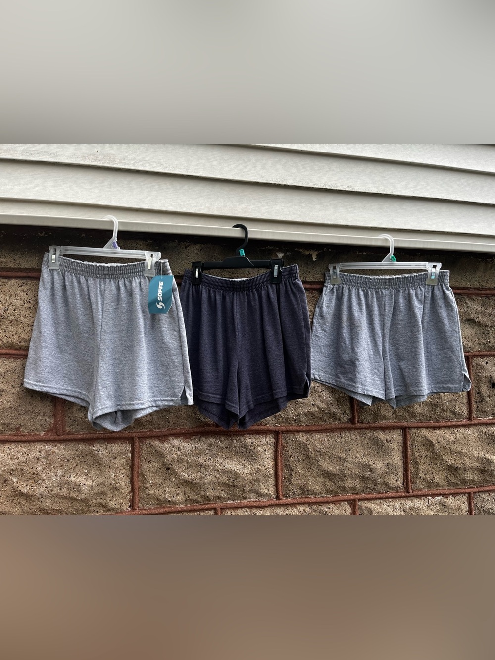 Lot of 3 Soffe Gray Athletic Shorts elastic waist  large Junior